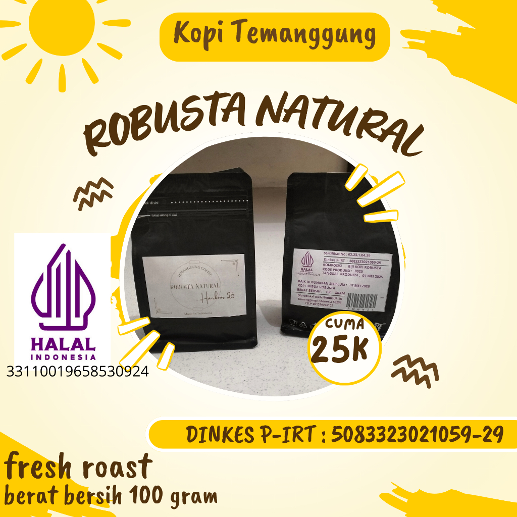 

BIJI kopi 100% Temanggung robusta natural super premium grade 1 biji /bubuk kopi 100gram