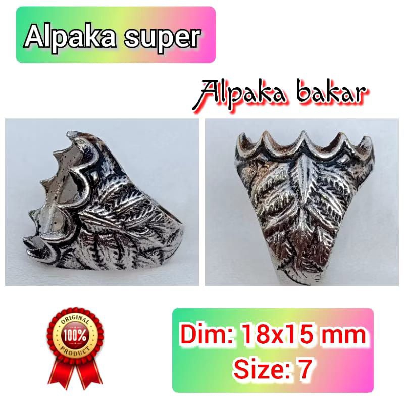 cincin emban batu akik batu permata alpaka super ukir mahkota.99
