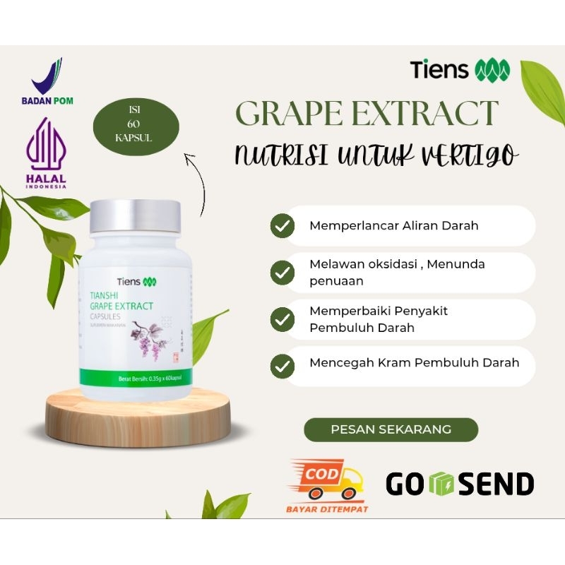 GRAPE EXTRACT TIENS / OBAT UNTUK VERTIGO / PENYUMBATAN PEMBULUH DARAH