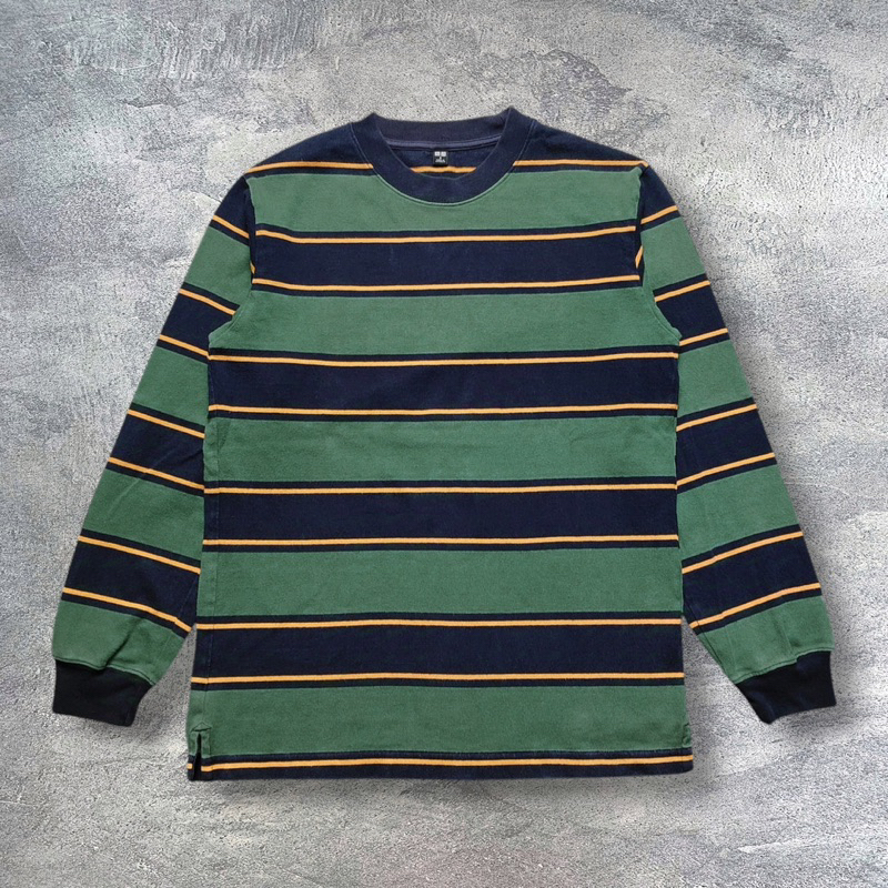 Tshirt Salur Garis Uniqlo Iqbaal Green