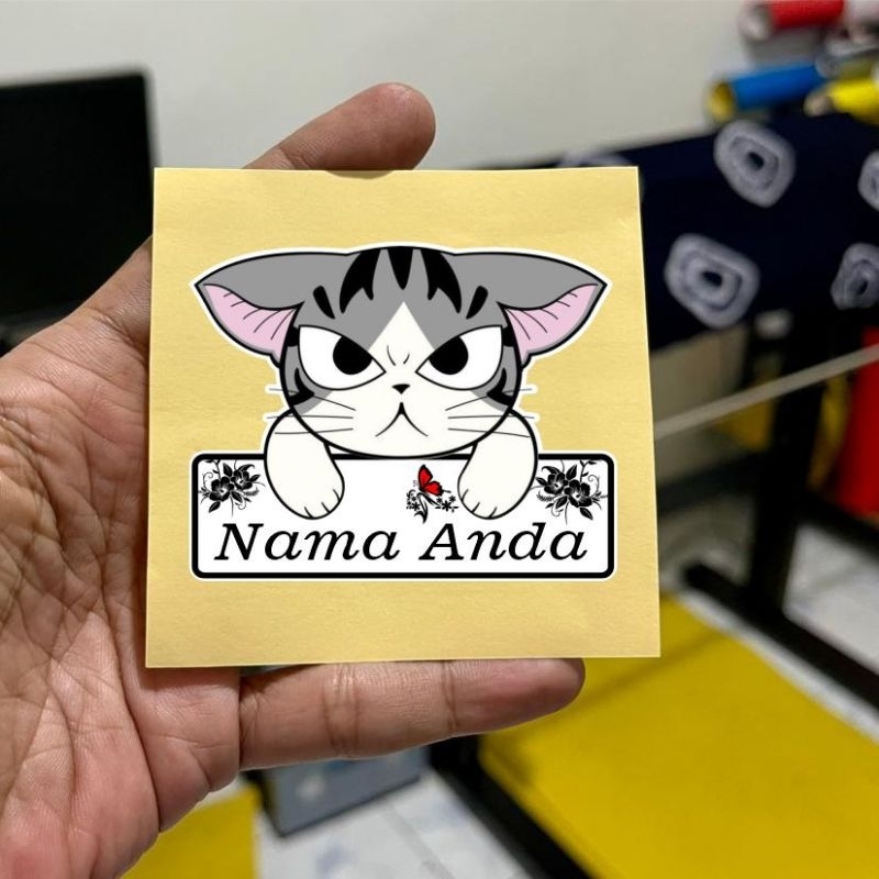 stiker custom kucing lucu, stiker kucing, hp, motor