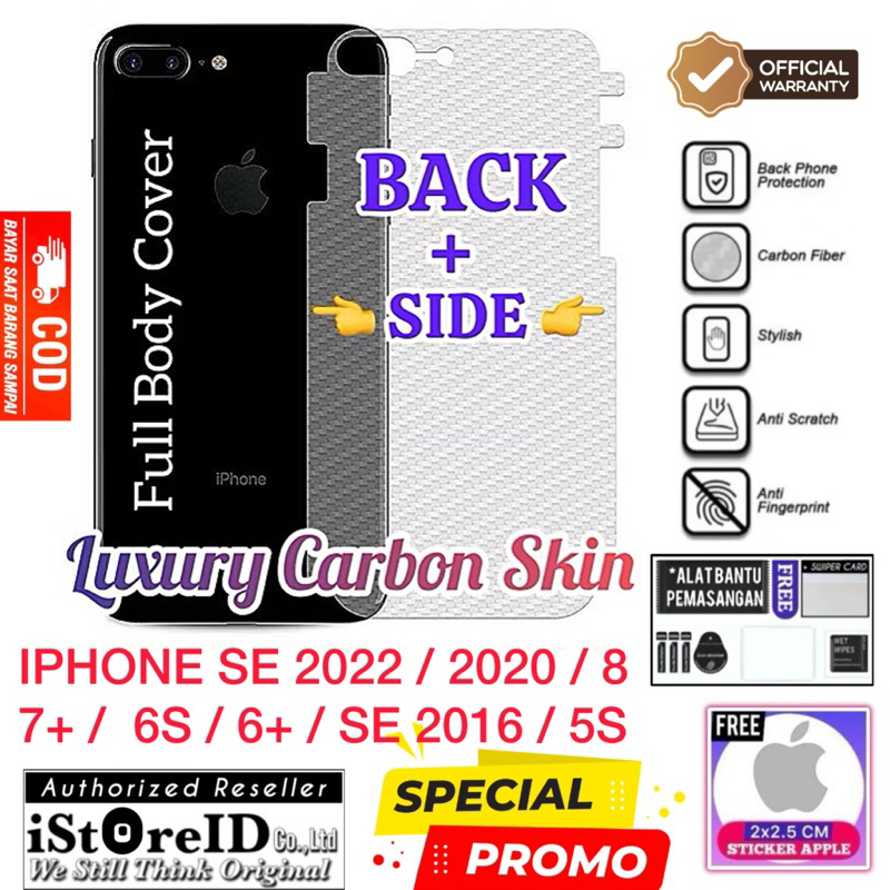 [COD] (Free: Tools + Sticker) ORIGINAL Matte Carbon Skin Full Back Side iPhone SE 1 2016 / 2 2020 / 