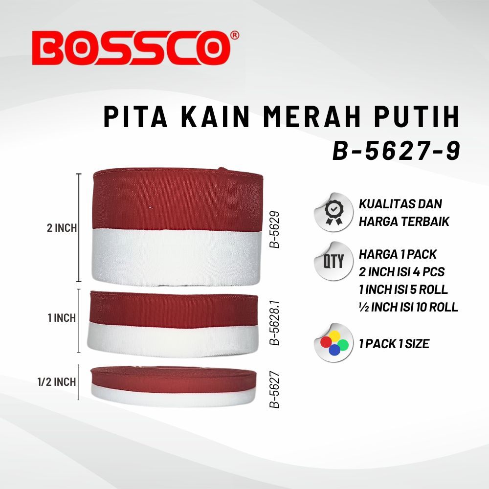 

1 Slop Pita Satin Merah Putih (0.5 Inch/1 Inch/2 inch)