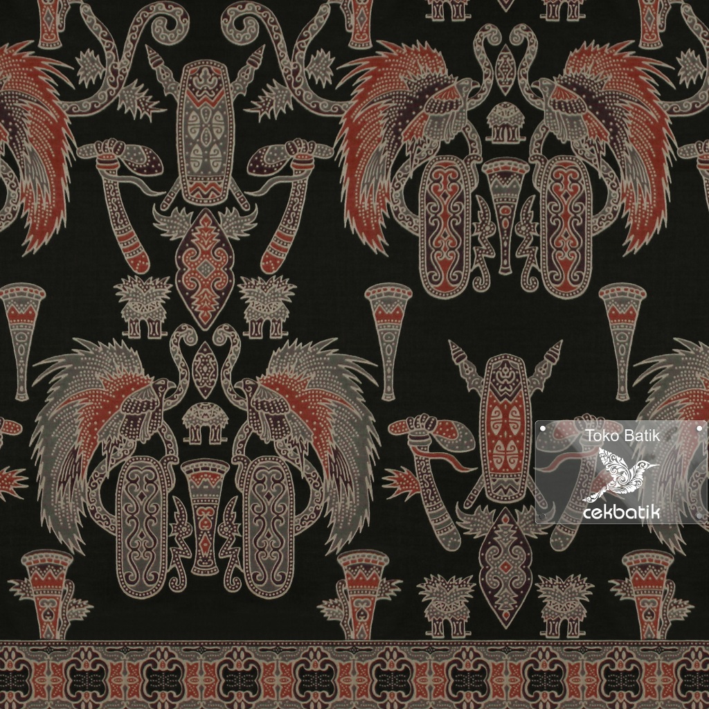 kain batik - Kualitas Ekspor Motif Batik Burung Papua V4 (Hitam)