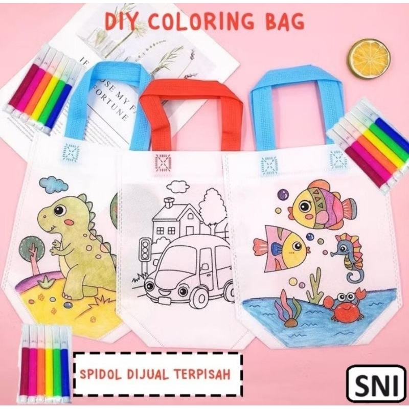 Mainan Edukasi mewarnai tas / Diy tas warna warni / coloring bag
