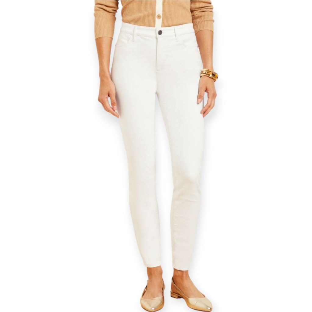 Celana panang sterch Wanita Denim Jeggings Talbots jeans melar - putih