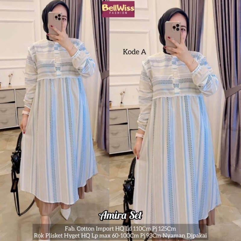 Amira Setelan Wanita (Atasan&Celana) Bahan Katun mix Hyget ORI by Bellwiss