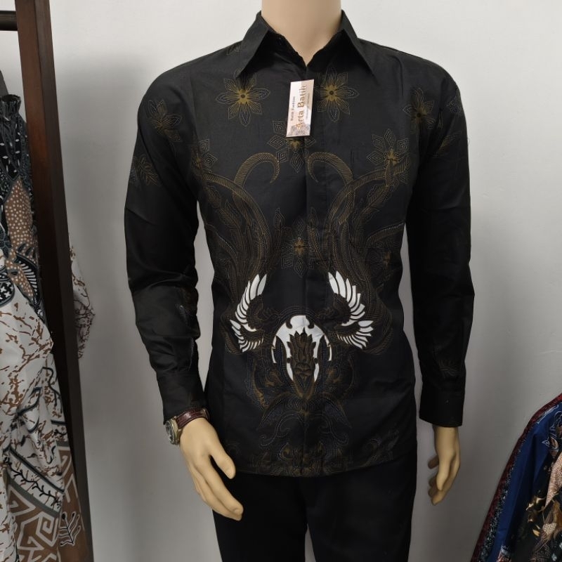 kemeja batik sadewa hitam sogan original arta batik KODE 008 Bagik terang bulan l batik baturaden l 