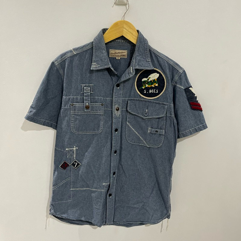 kemeja denim vintage avirex us navy