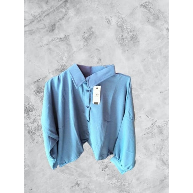 kemeja wanita crop polos lengan panjang tali samping| atasan tali samping| atasan wanita kekinian ta