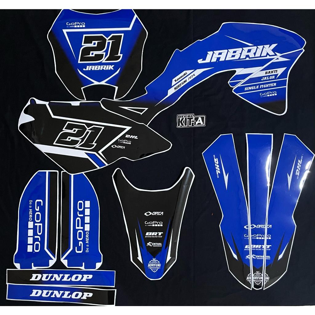 Decal Sticker Motor KLX 150 BF Fullbody warna biru hitam D-A3-459