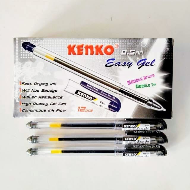 

Kenko Pen Easy Gel 0.5mm Hitam/Biru 1 pak (12 pcs)