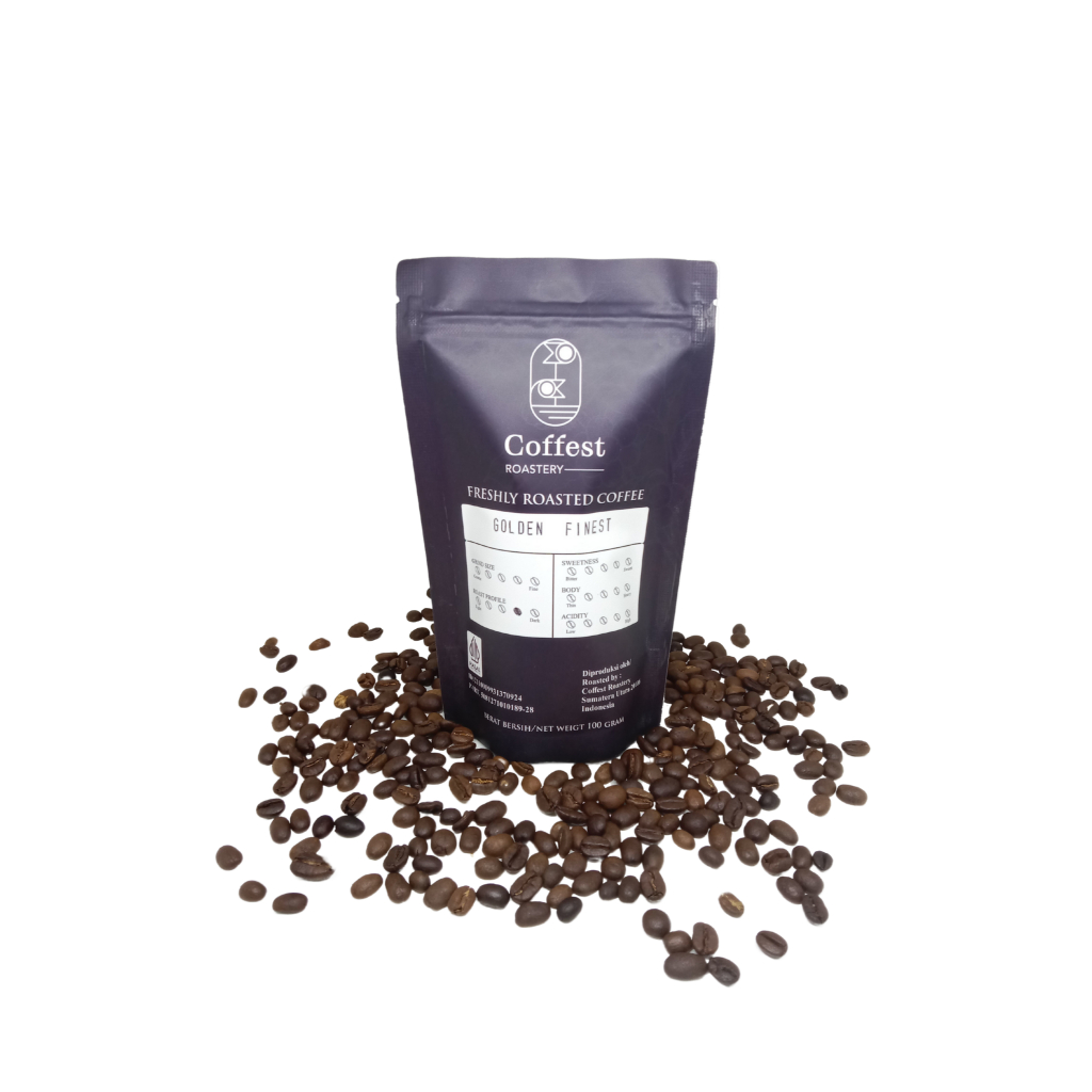 

Coffest Roastery - Golden Finest 100 gram - Roast Beans Biji Bubuk Kopi Blend 70/30 Arabika Robusta