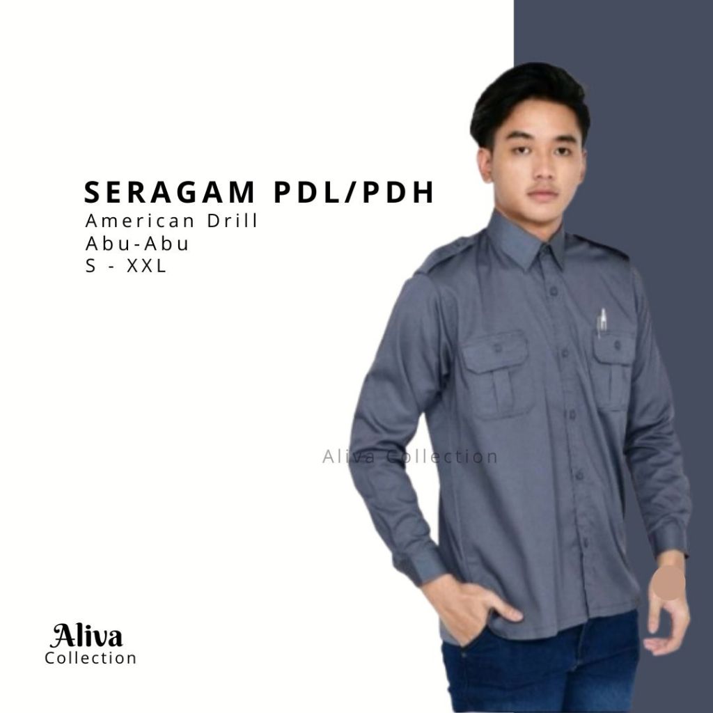 Kemeja pria PDL Tangan Panjang Polos Baju Hitam Merah Abu Putih Seragam Kerja Kantor