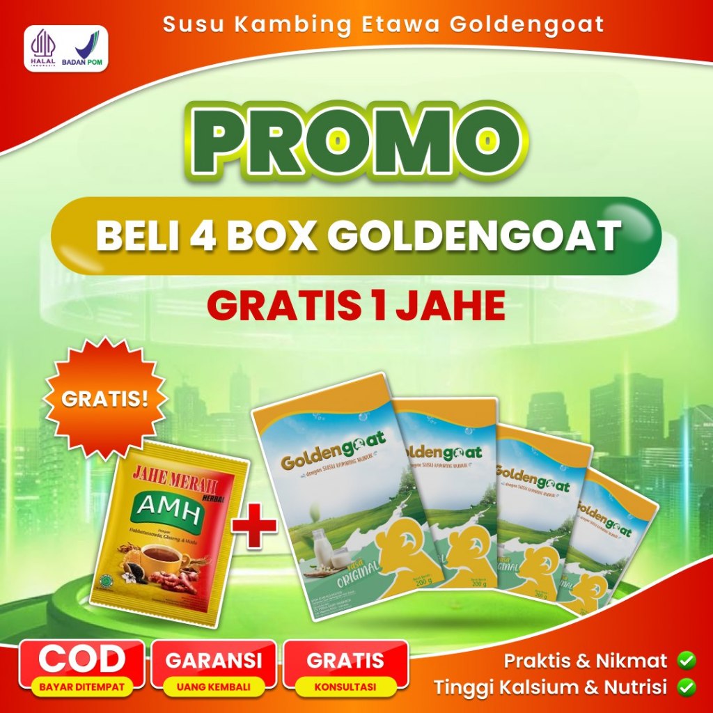 

PROMO BELI SUSU KAMBING GOLDENGOAT GRATIS JAHE !!!