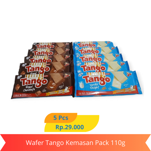 

Wafer Tango Kemasan Pack 110g isi 5 Pcs Harga Rp.29.000