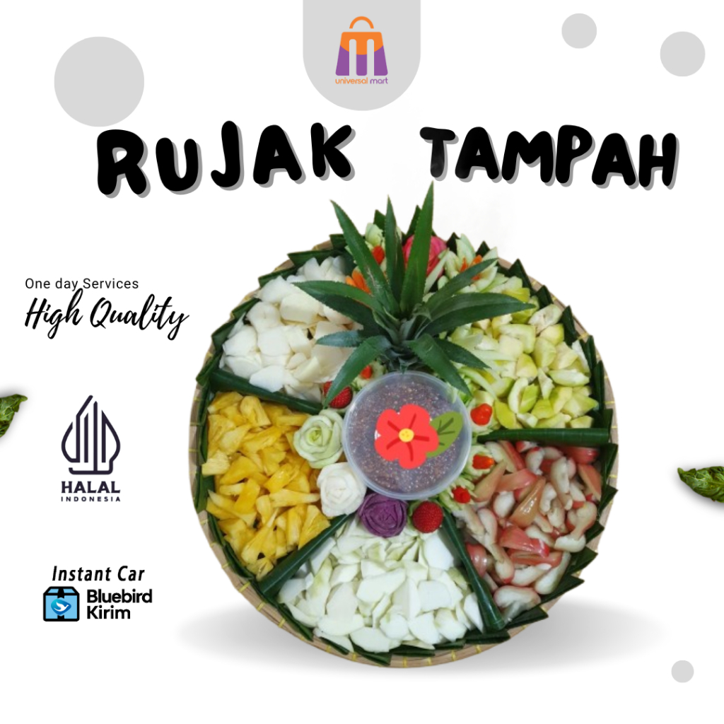 Rujak tampah aneka buah segar porsi bervariasi