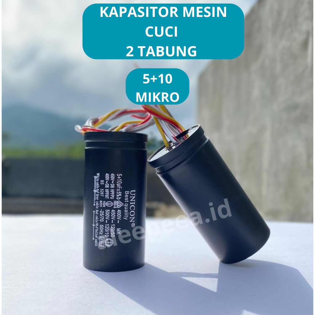 Kapasitor Mesin cuci 2 tabung - Kapasitor mesin cuci universal 2 tabung - Kapasitor mesin cuci sanyo