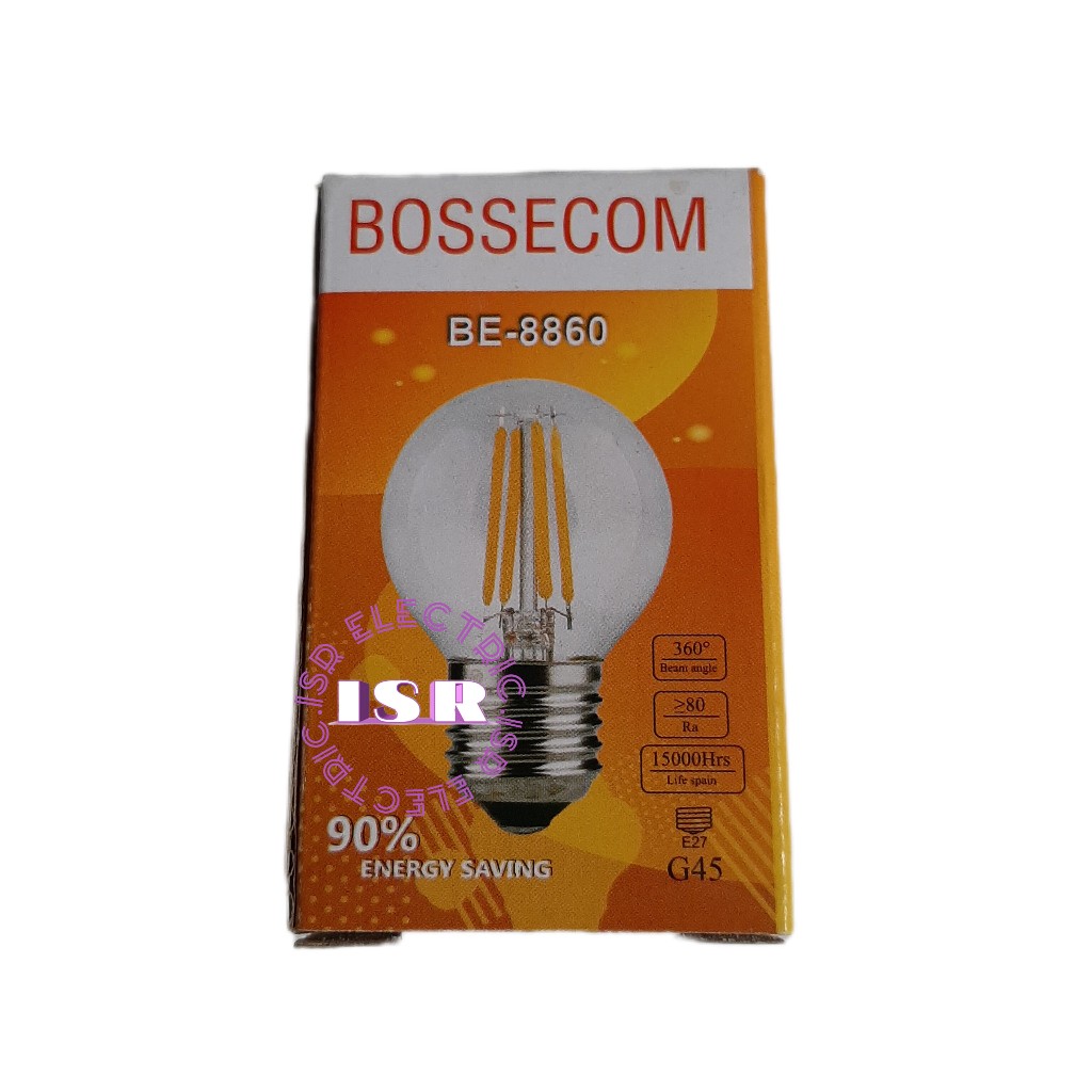 LAMPU LED FILAMEN CLEAR BENING KUNING WARM LED WHITE DEKORASI BOSSECOM BE-8878 2W 2700K 2 WATT