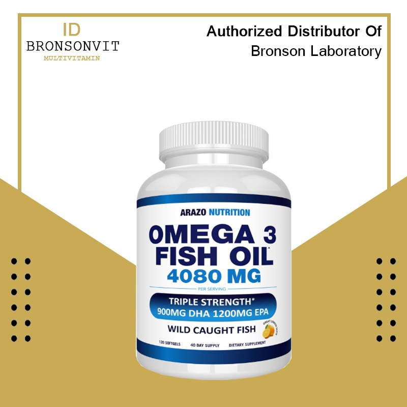 Arazo Nutrition Omega 3 Fish Oil 4,080MG High EPA 1200mg DHA 900mg 120 Softgels