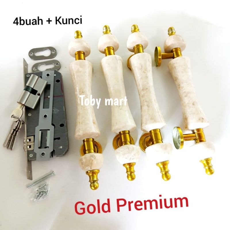 Gagang pintu rumah Mamer 1set Kunci - Handle pintu marmer Gagang pintu kupu tarung