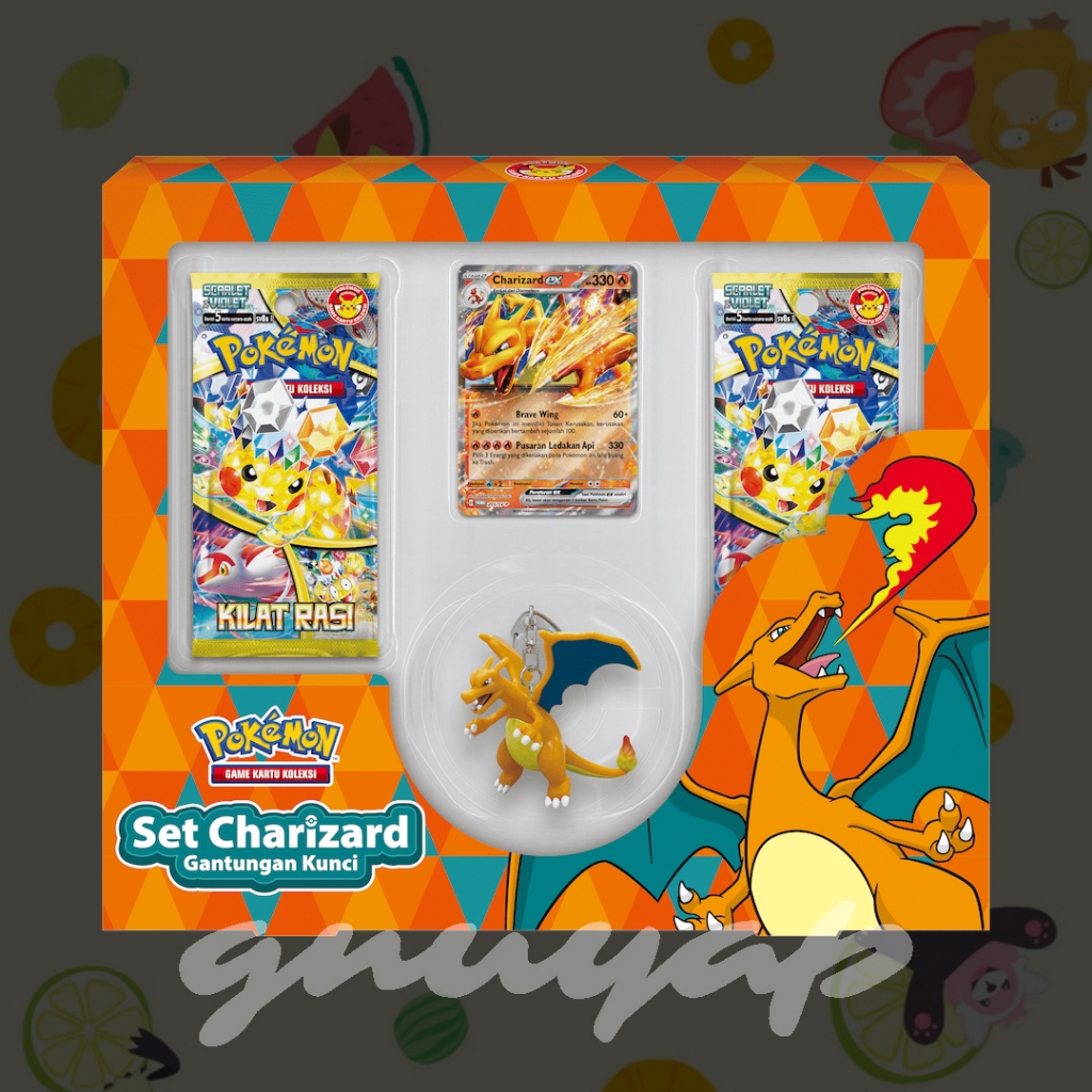 set pikachu charizard berkemeja batik gantungan kunci kolektor bimbingan rasi spesial seri pokemon