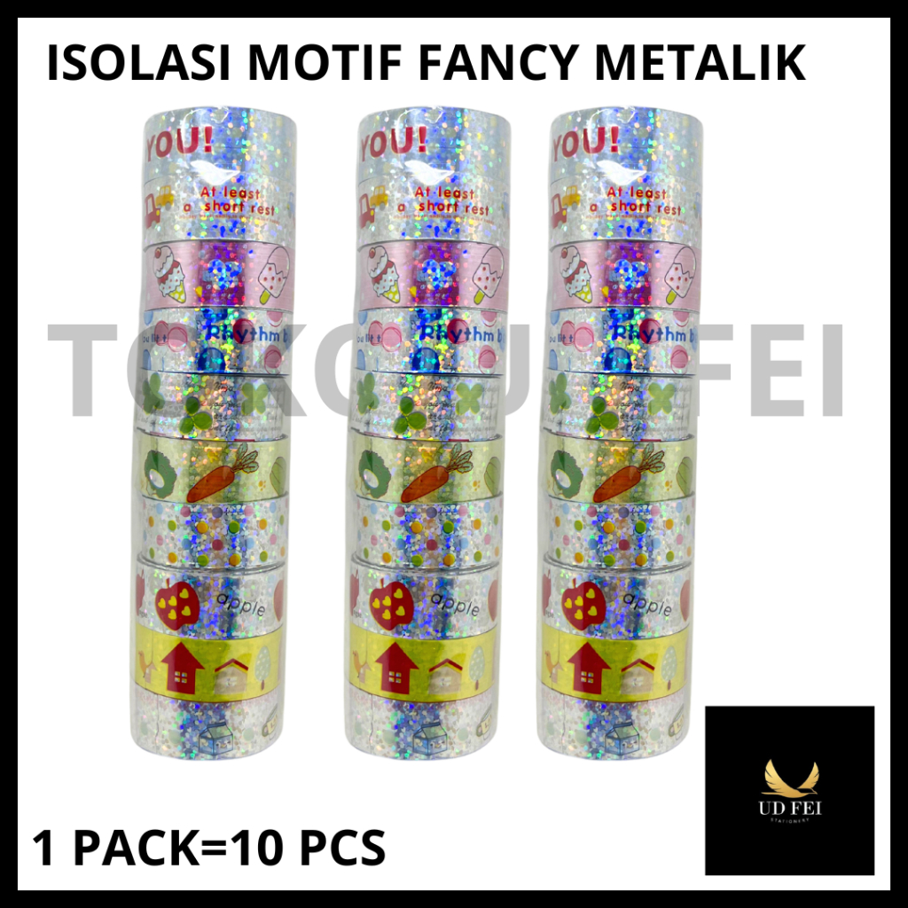 

(1 SLOP = 10 ROLL MOTIF RANDOM) ISOLASI MOTIF FANCY METALIK/ ISOLASI MOTIF FANCY/ ISOLASI MOTIF METALIK/SELOTIP FANCY