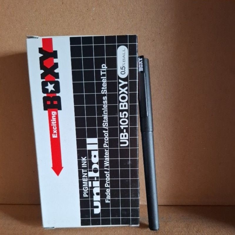 

pen boxy mata besi / uniball pigment ink UB 105 BOXY 0.5mm BLACK