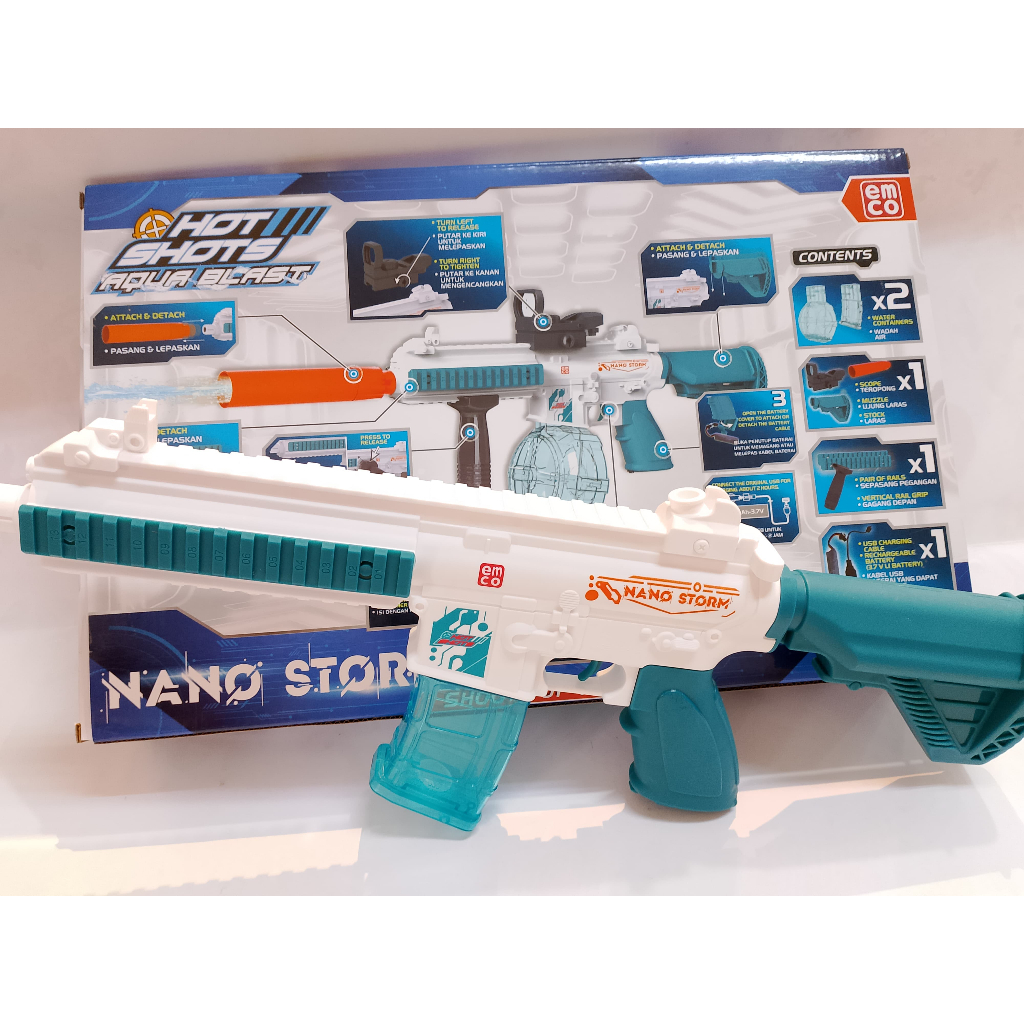 EMCO Pistol Air Elektrik Rechargeable Mainan Tembakan Air Elektrik Anak Laki Laki Water Gun
