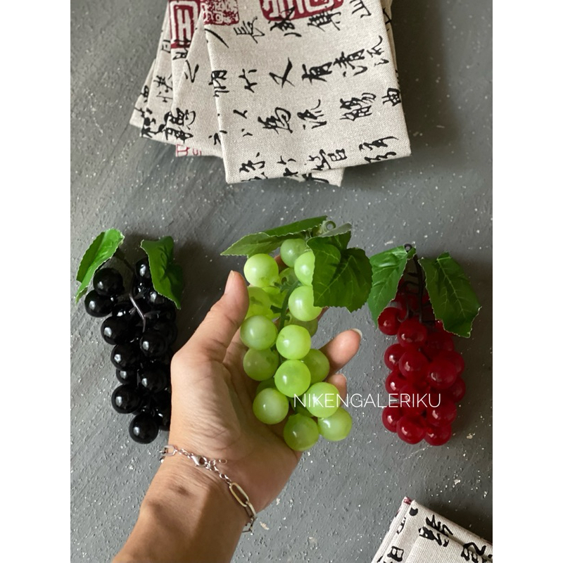 BUAH ANGGUR ARTIFICIAL - buah anggur plastik - buah dekorasi hiasan rumah