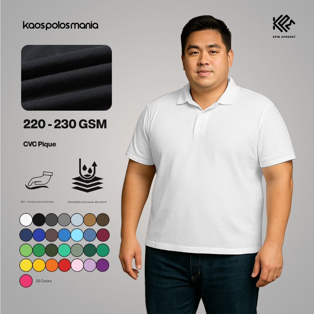 Kaos Polo Shirt Pique CVC KPM Apparel BIG SIZE PART 1 Bahan Nyaman 100% Katun Adem lebih halus dan M