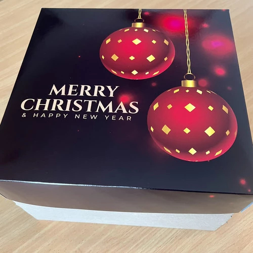 ( 5 pcs ) kardus hampers kue chiffon bolu brownies motif red ball merry christmas size 30 cm