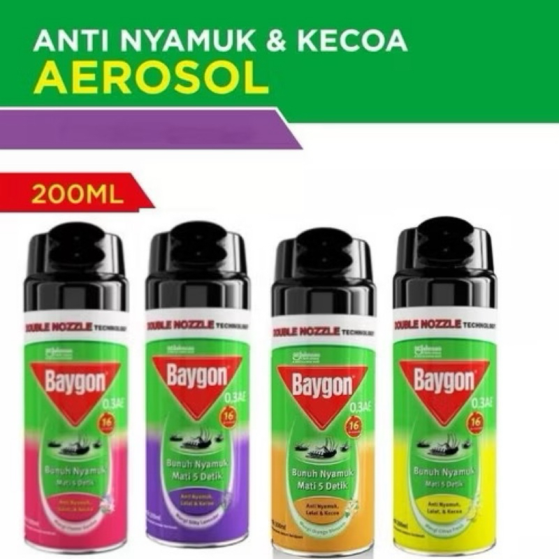 Baygon Aerosol semprot 200ml | Anti Nyamuk Lalat Dan Kecoa