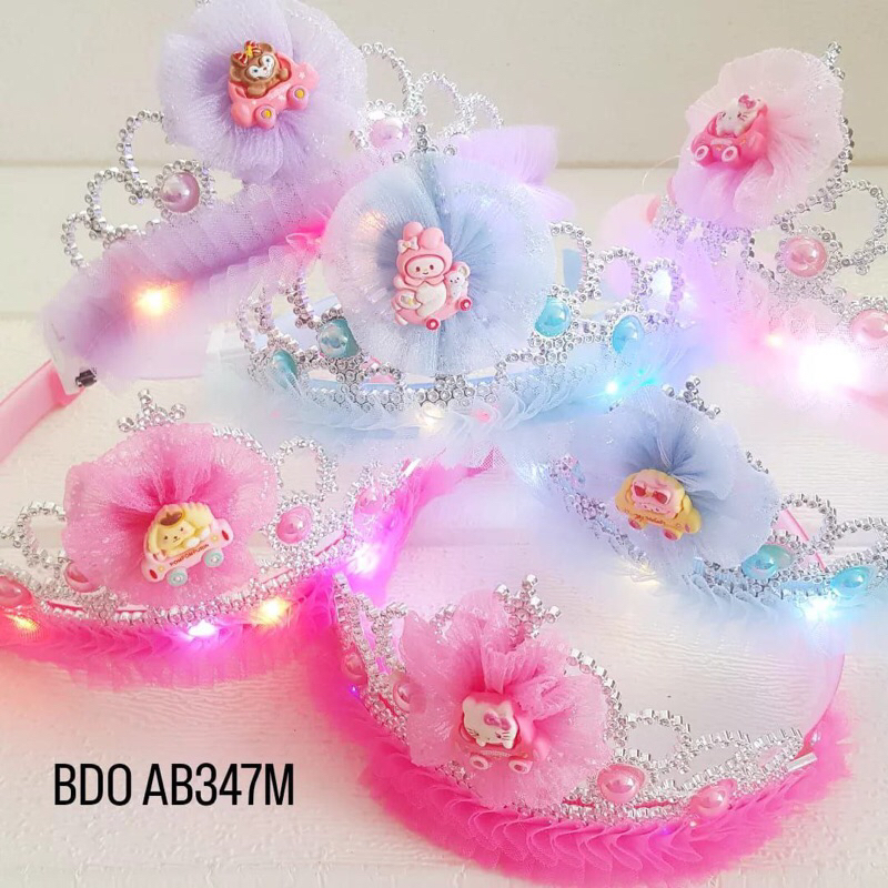 (Random Motif / warna) Bando Mahkota Led / Mahkota anak perempuan / Tiara anak perempuan / Bando mah