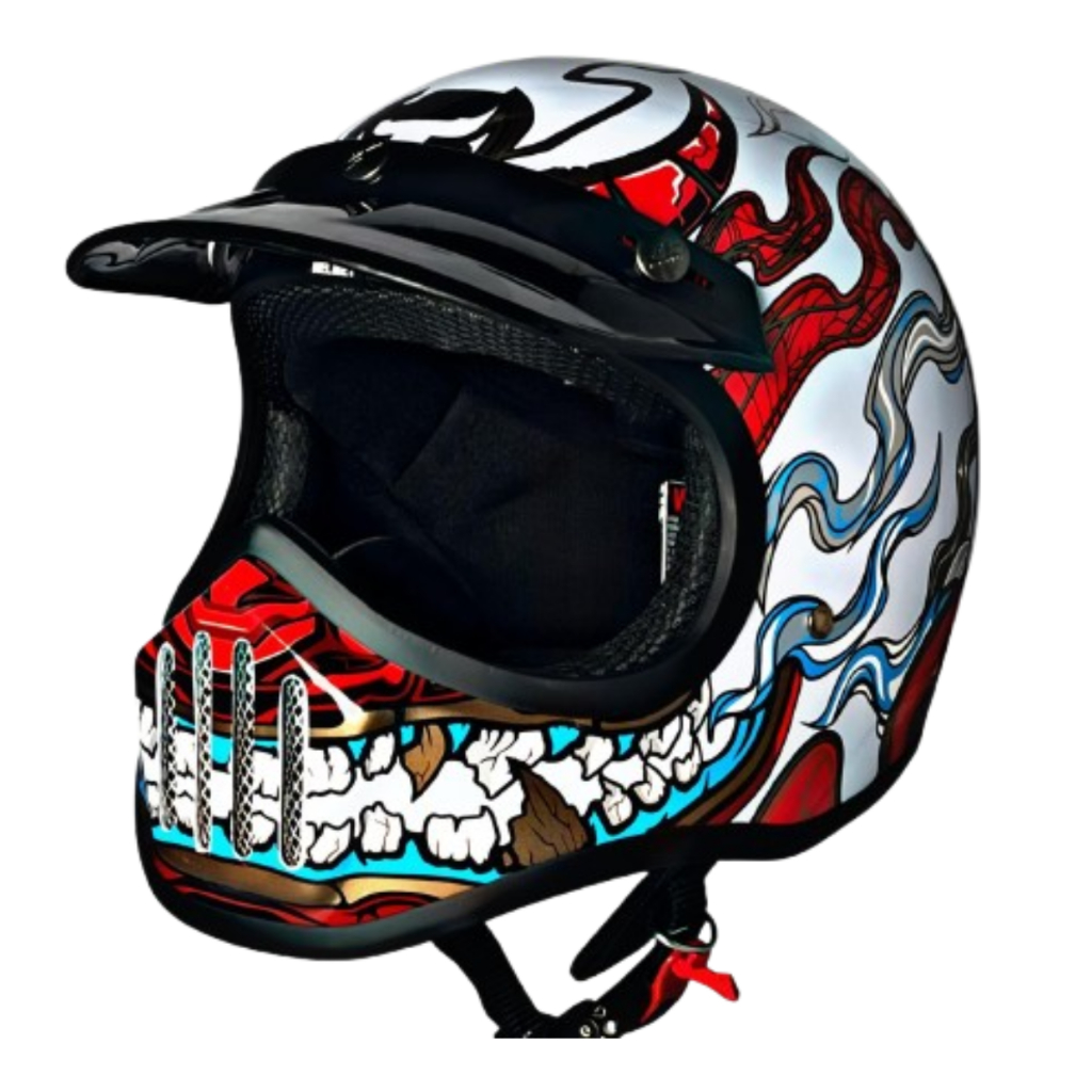 Helm cakil Full Face Motif Dragon black /helm cakil custom/Helm Trail/Helm Cros/Helm dewasa/JS cakil