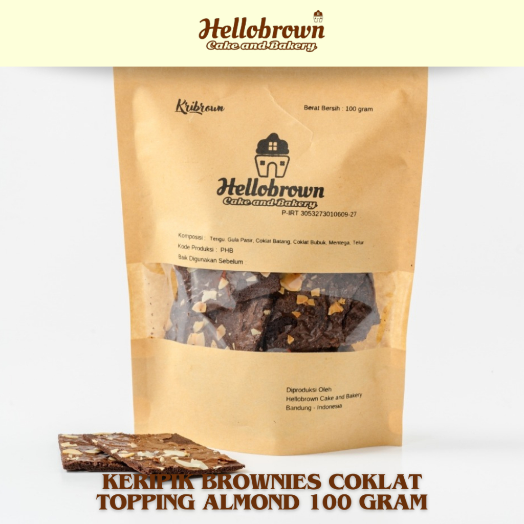 

Hellobrown Keripik Brownies Coklat Topping Almond 100 gram | Keripik