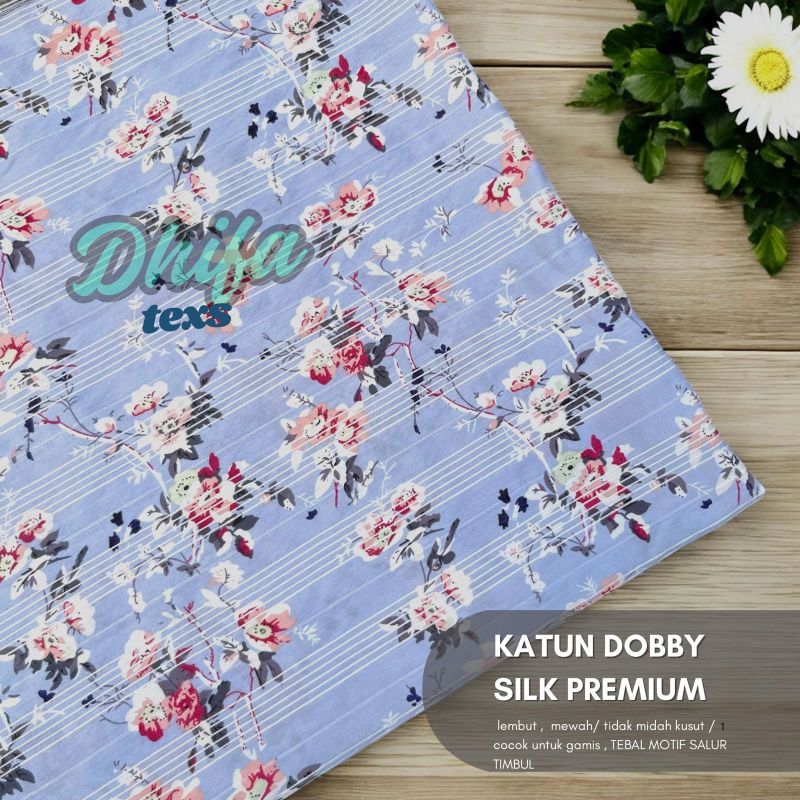 kain katun silky dobby motif bunga / kain katun motif bunga / kain gamis motif bunga
