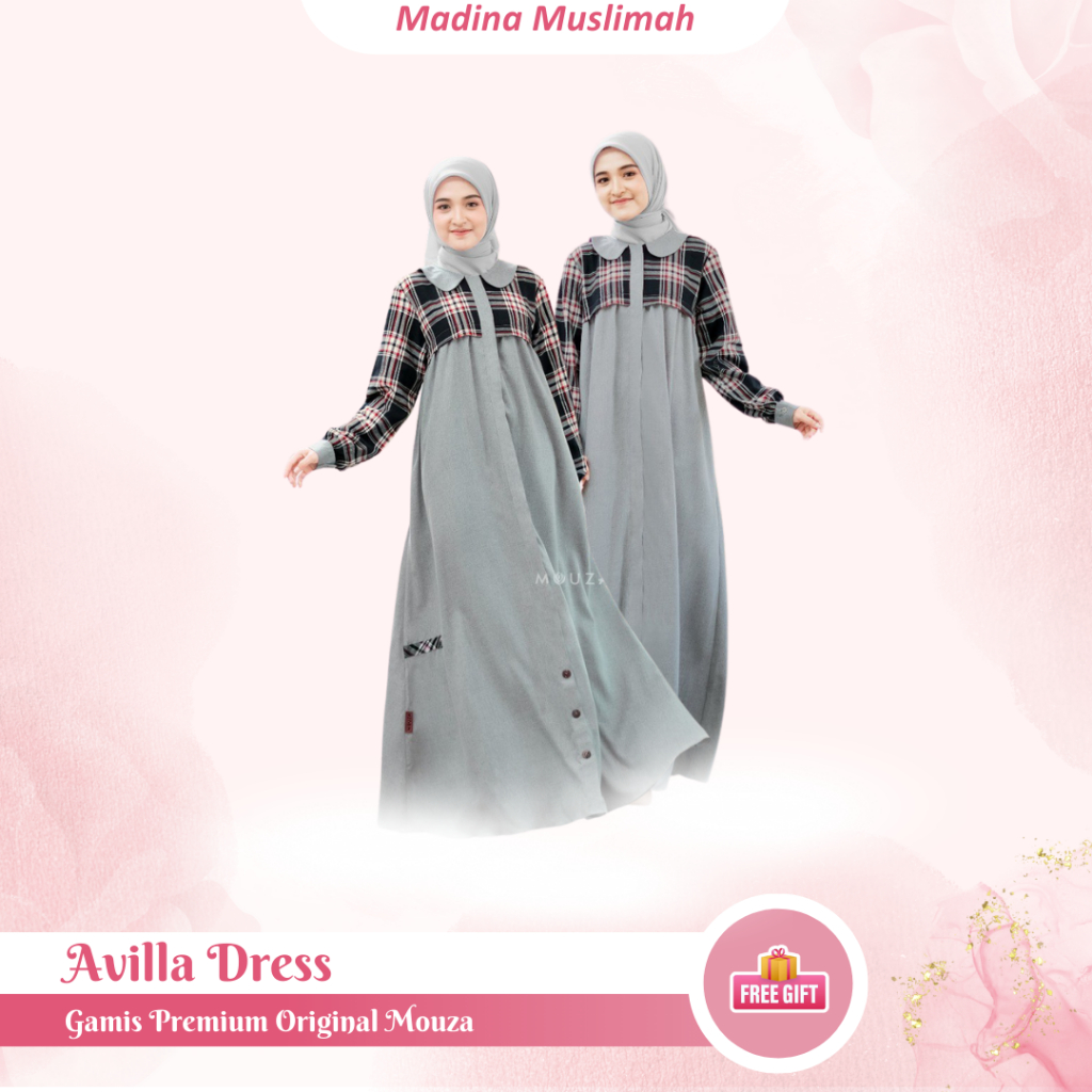 AVILLA DRESS BY MOUZA | GAMIS PEREMPUAN | GAMIS KEKINIAN | GAMIS LEBARAN | PAKAIAN MUSLIM WANITA | F