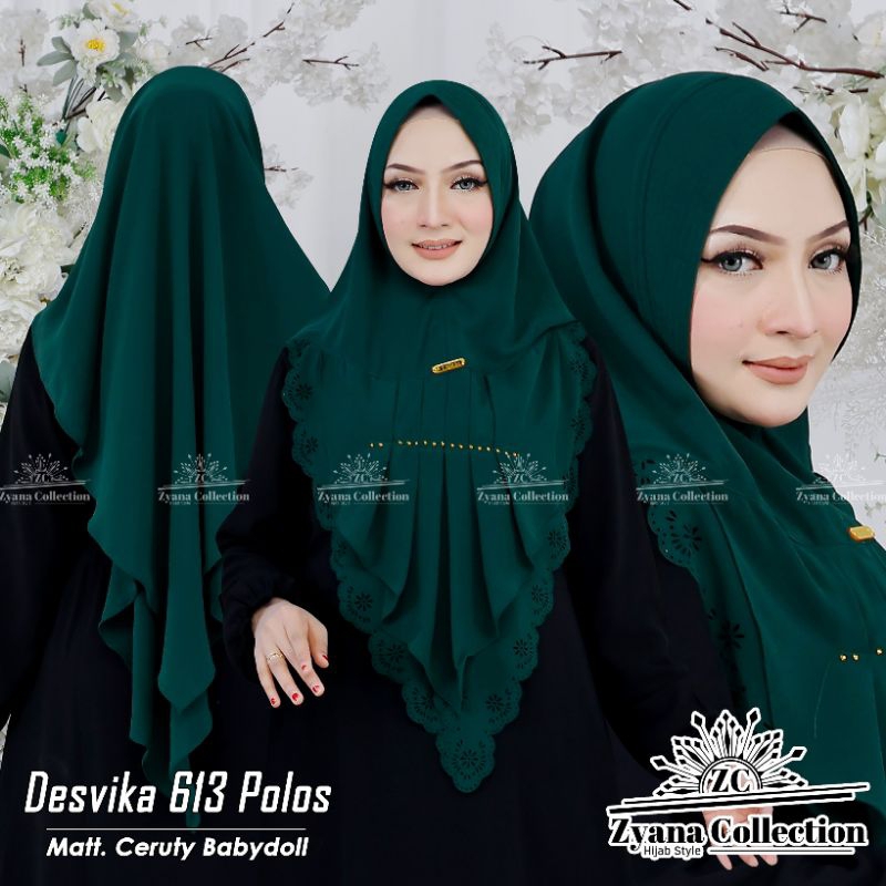 (KHIMAR 613 POLOS) Hijab Instan KHIMAR CERUTY ORI DESVIKA 613 POLOS