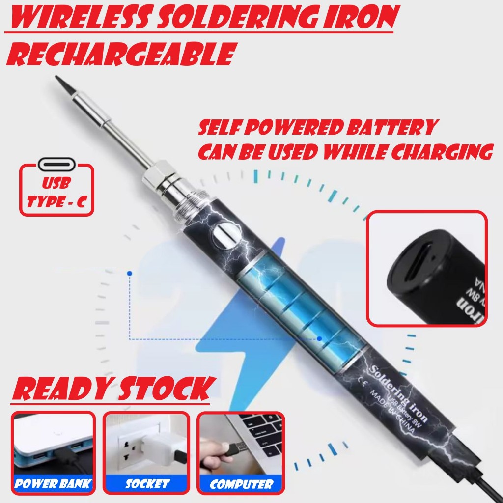 Alat Solder Portable Tanpa Kabel USB Pena Solder Mini Peralatan Portabel Tenaga Listrik
