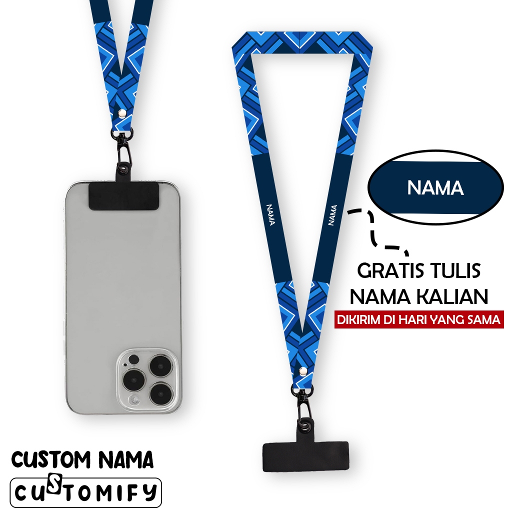 

Lanyard Custom Nama Tali Gantungan Nametag 1,5 cm Printing 2 Sisi Free Clip HP Design 65 - Customify