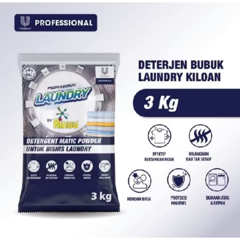 Rinso propesional laundry kiloan 3 kg detergen