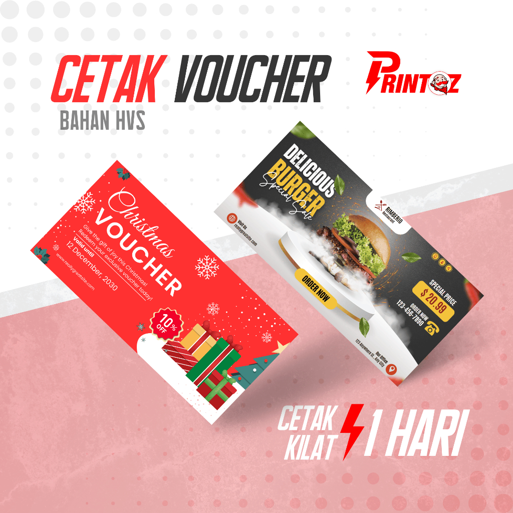 Cetak Voucher HVS Custom Ukuran 14 x 6 untuk Kupon Makanan dan Minuman