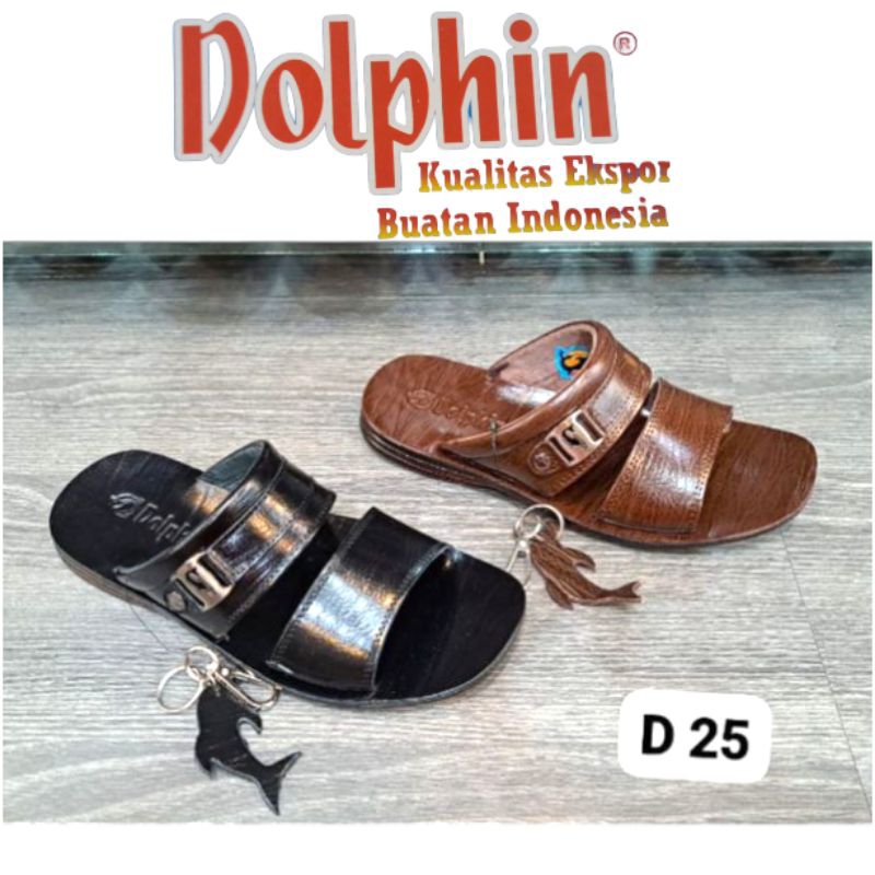 Dolphin D.25 sandal slide pria kulit asli original classic series Sandal pria kulit asli dolphin ori