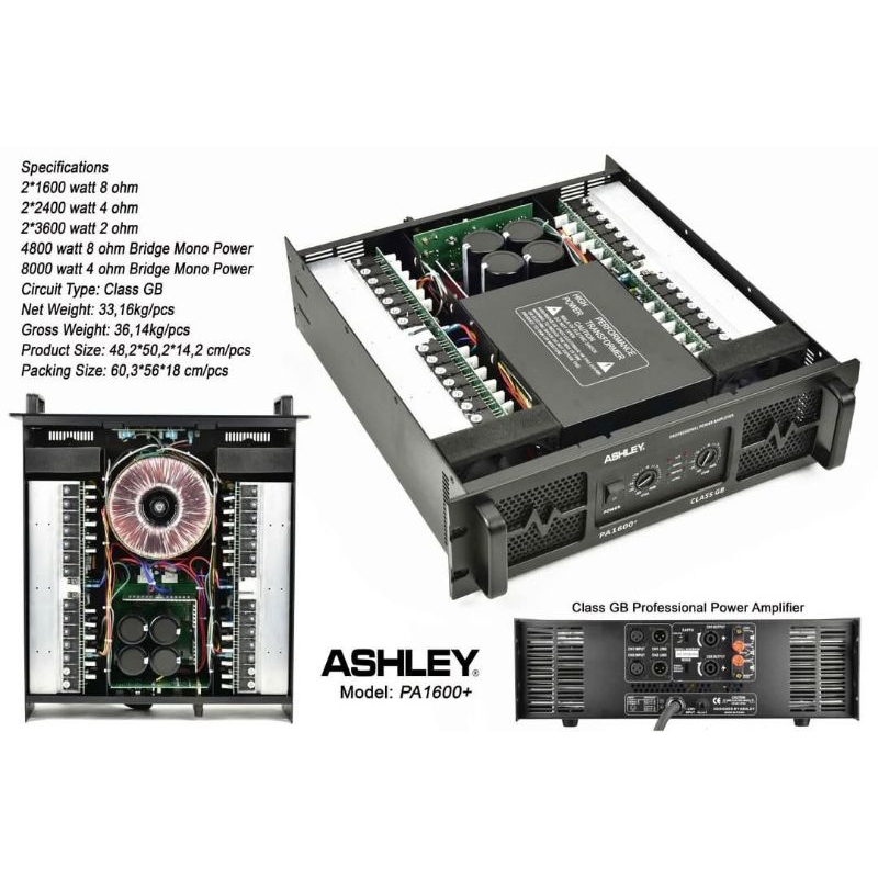 Power Amplifier ASHLEY PA 1600+ Original Class GB Promo