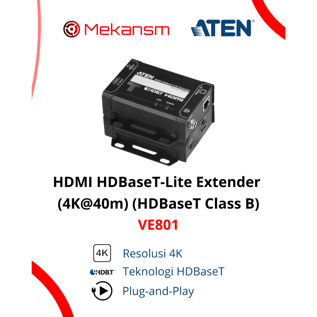 ATEN VE801 - HDMI HDBaseT-Lite Extender (4K@40m) (HDBaseT Class B)