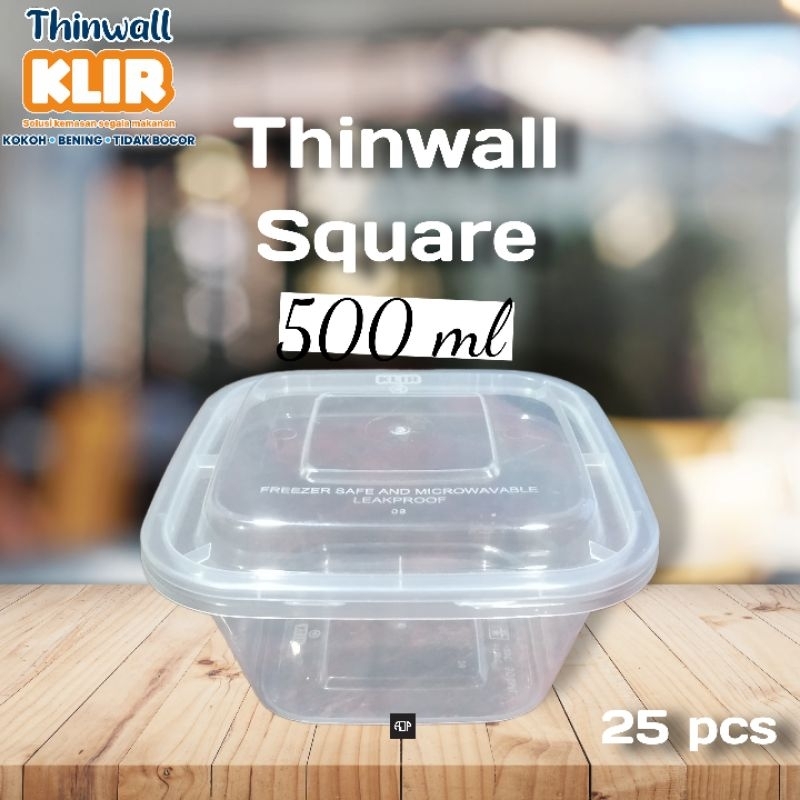 Thinwall KLIR Square / Kotak / Persegi 500 ml | 1 pack