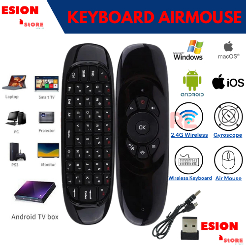 Air Remote Mouse Wireless Keyboard C120 2.4 Ghz untuk TV BOX Laptop Smart TV Remot Gyroscope Keyboar