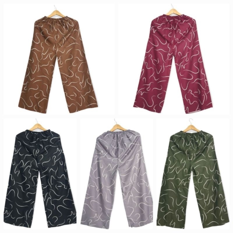 Celana Panjang/Kulot Motif Cacing Berbahan Rayon