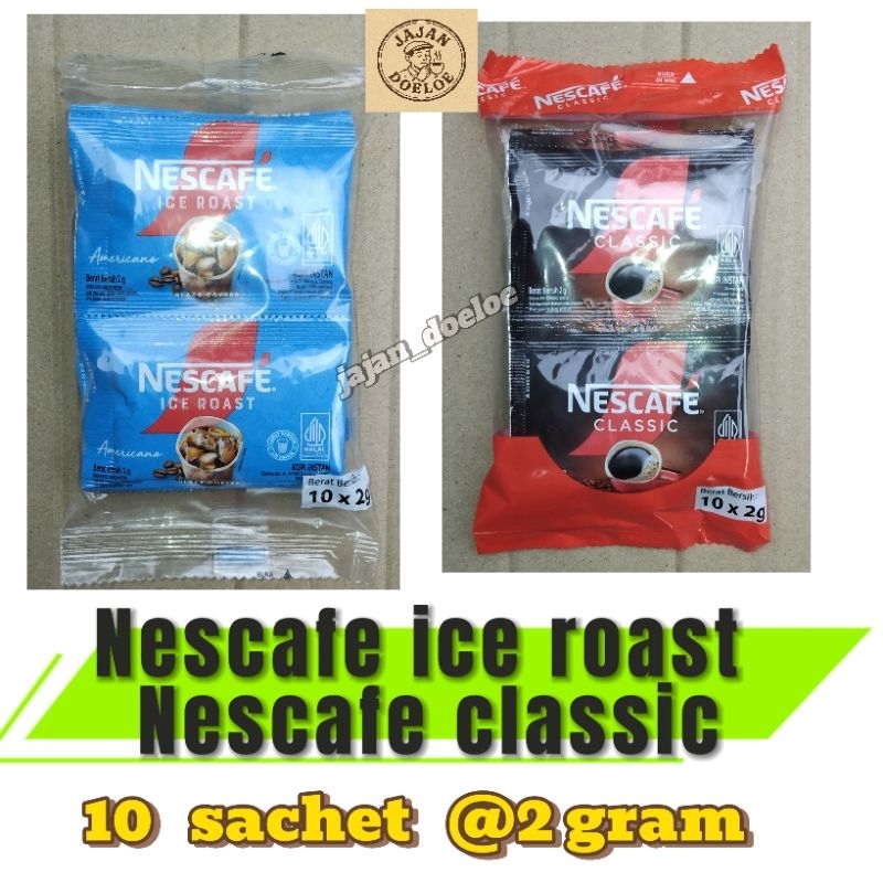 

Nescafe ice roast dan Nescafe classic kemasan renceng 10 sachet @2 gram larut pakai air dingin